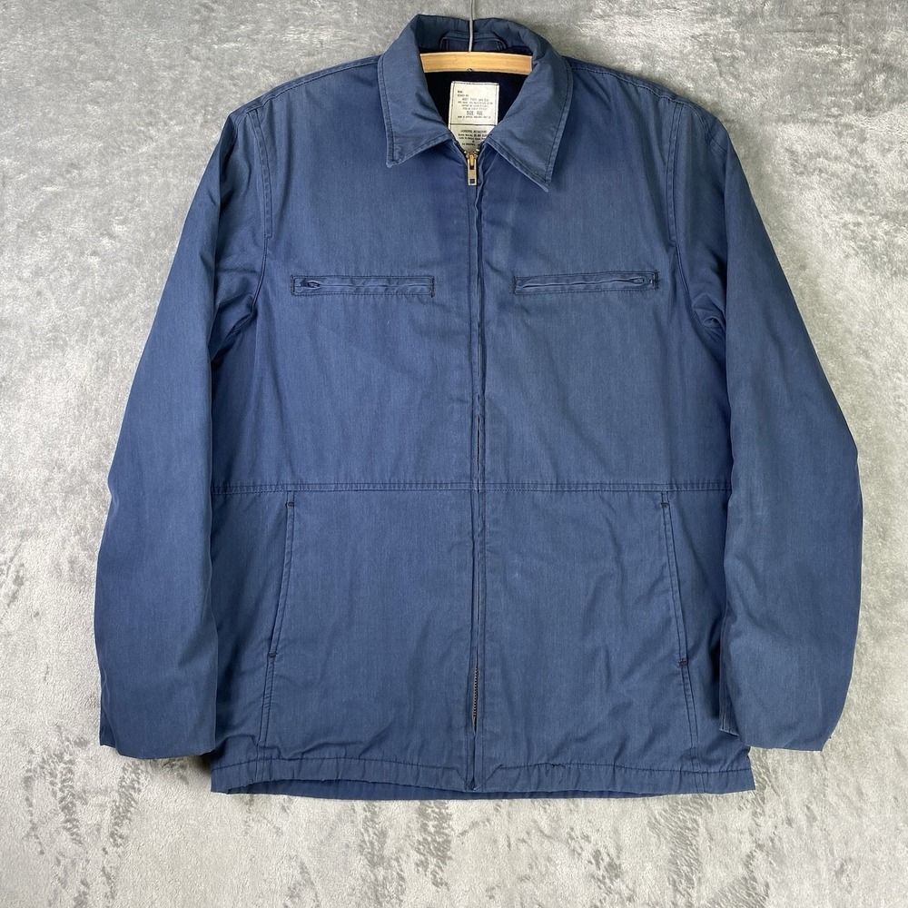Vintage Military Coat Mens Size 40L Dark‎ Blue US Navy Utility Deck Jacket 80s